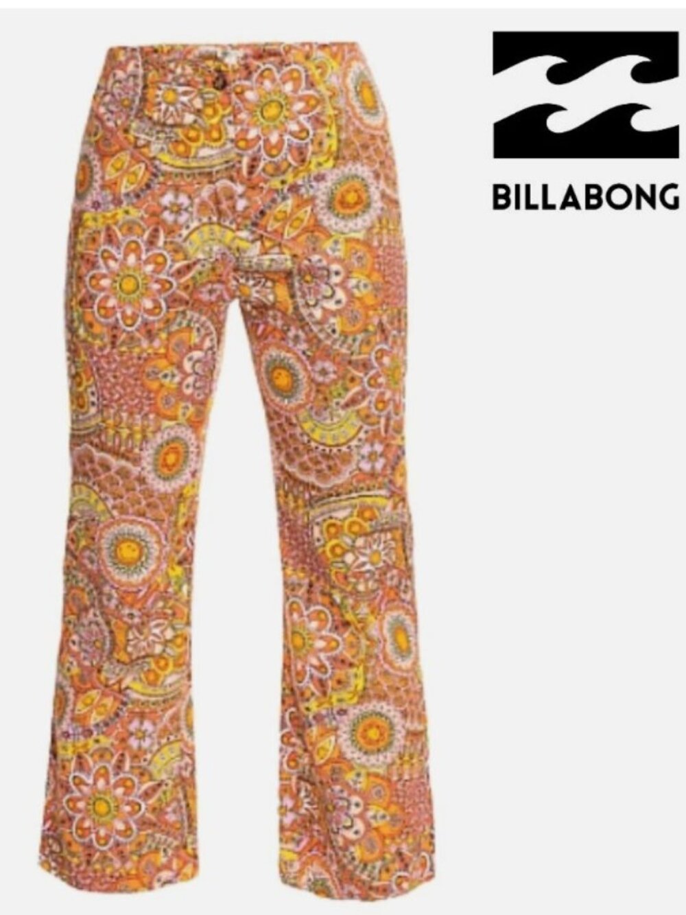 BILLABONG x Smiley So Trippy Printed Flare-Leg Pants Size 25